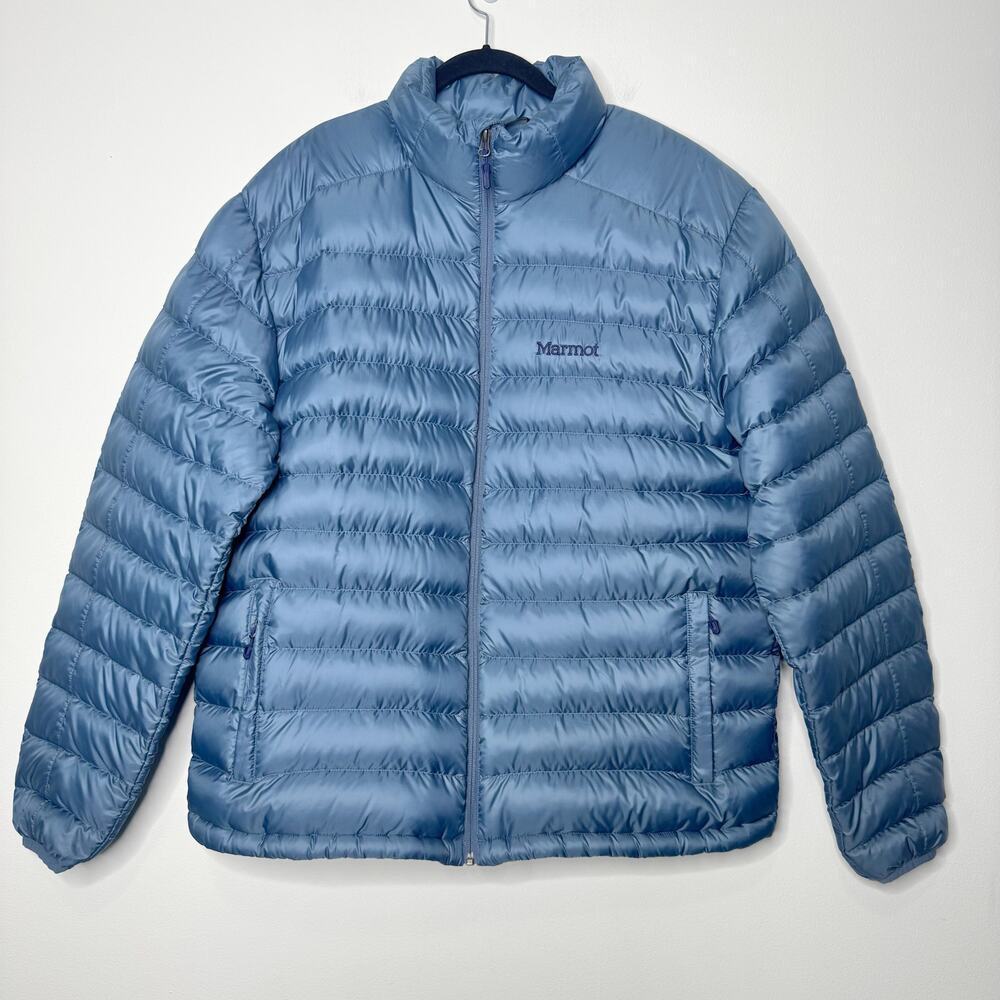 Marmot Womens 700 Fill Down Puffer Jacket Blue Lightweight Size XXL